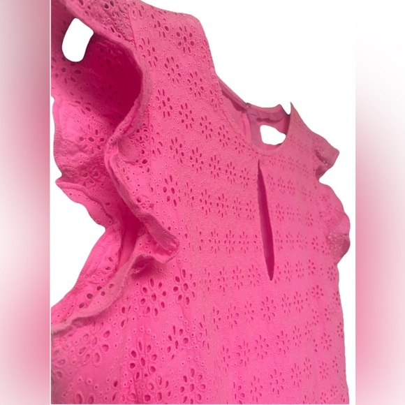 NWOT Vineyard Vines Allamanda Pink Eyelet Short Sleeved Dress Size 10 - Picture 4 of 10